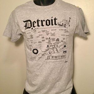 Detroit Map Shirt - Maptote Map of Detroit, Grey M